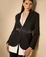 Blazer silueta trench con solapas - Negro