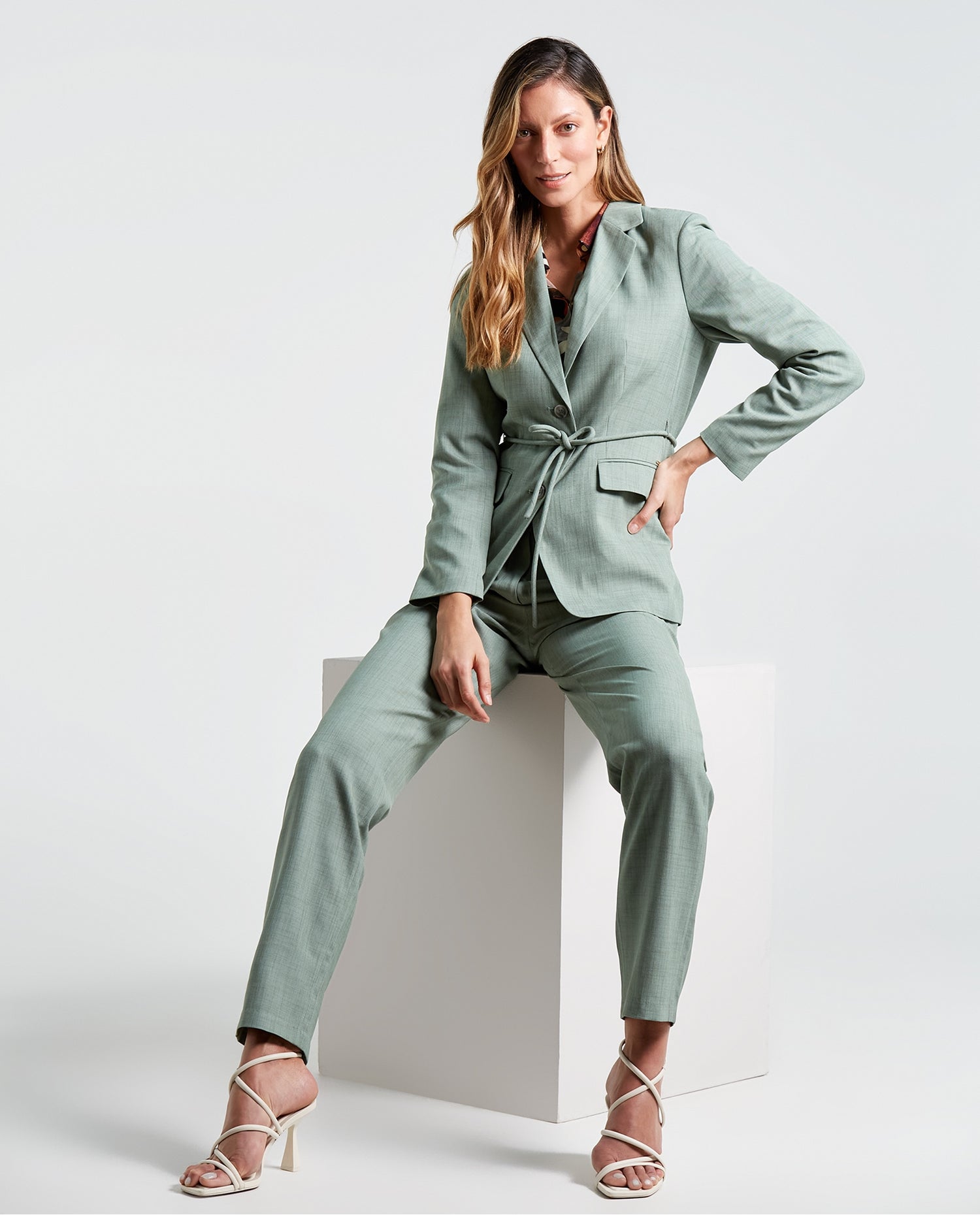 Blazer con bolsillos de tapa para mujer - Verde
