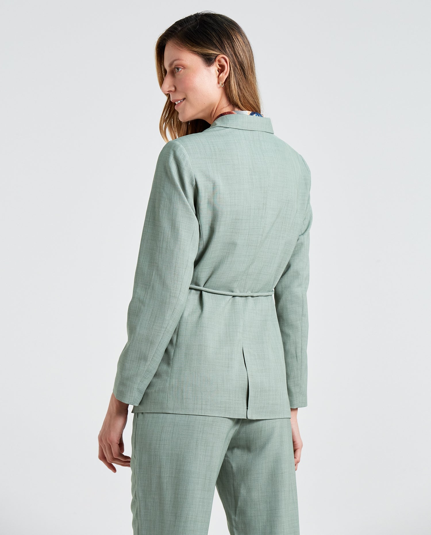 Blazer con bolsillos de tapa para mujer - Verde