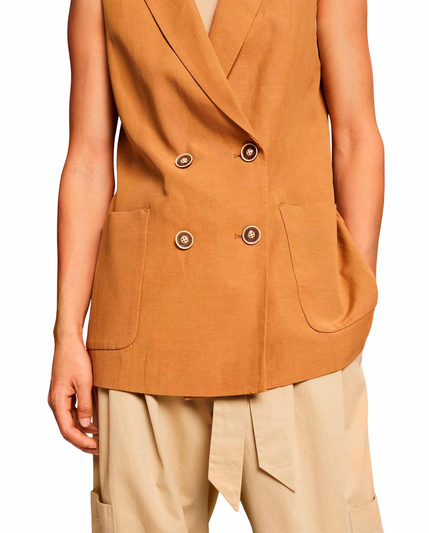 Blazer manga sisa para mujer - Café