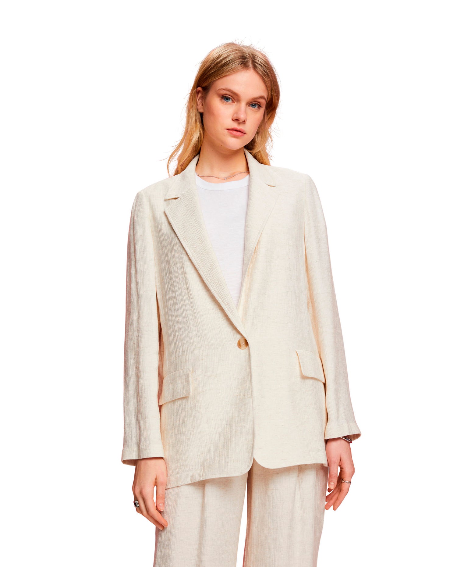 Blazer con tapas decorativas para mujer - Crudo
