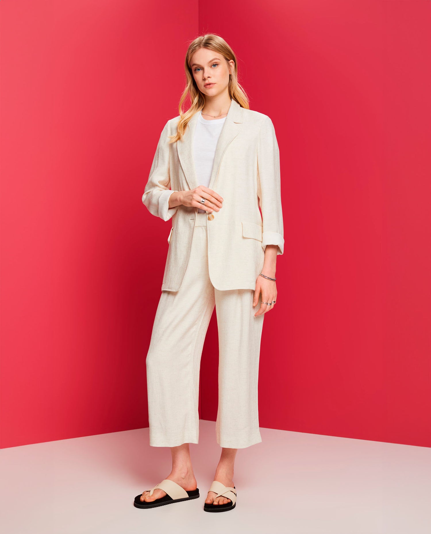 Blazer con tapas decorativas para mujer - Crudo