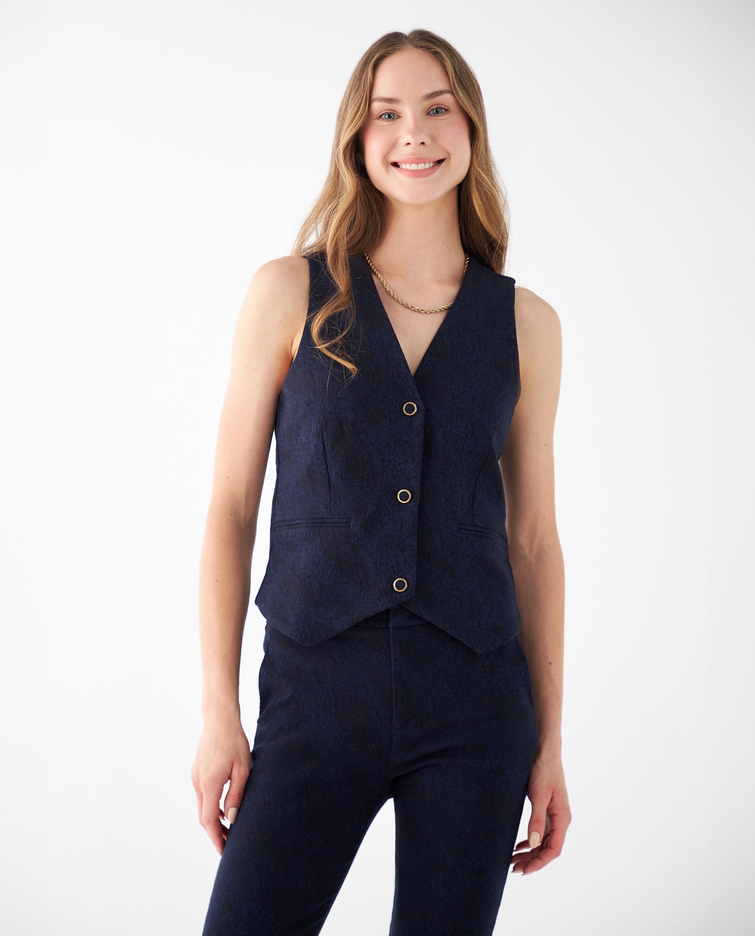 Chaleco con ajuste de broches para mujer - Azul