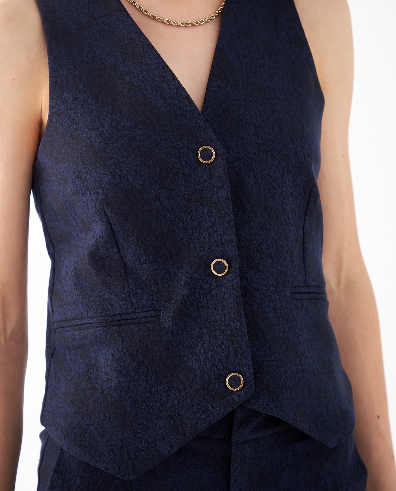 Chaleco con ajuste de broches para mujer - Azul