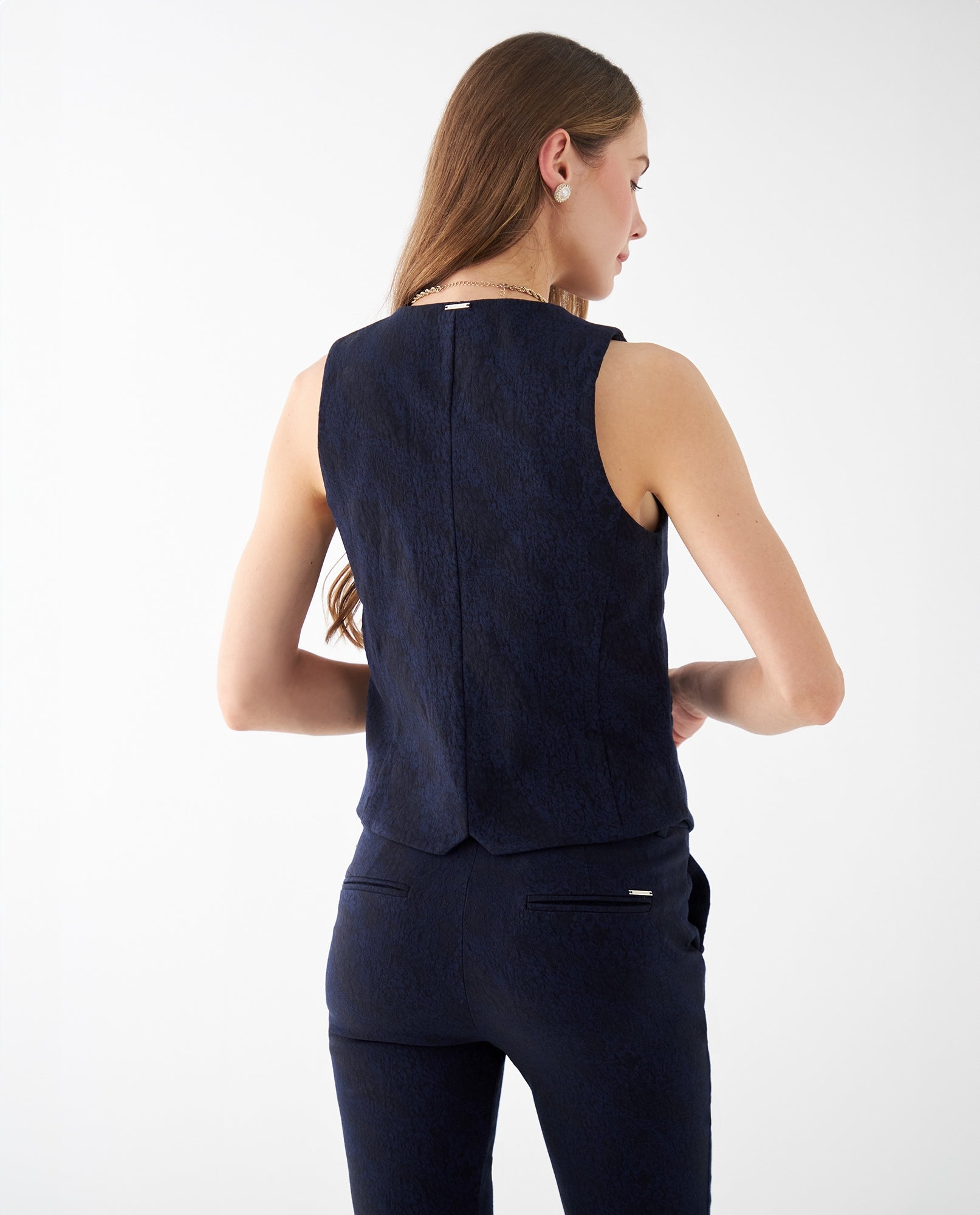 Chaleco con ajuste de broches para mujer - Azul 34_422F001_AZU194019_4