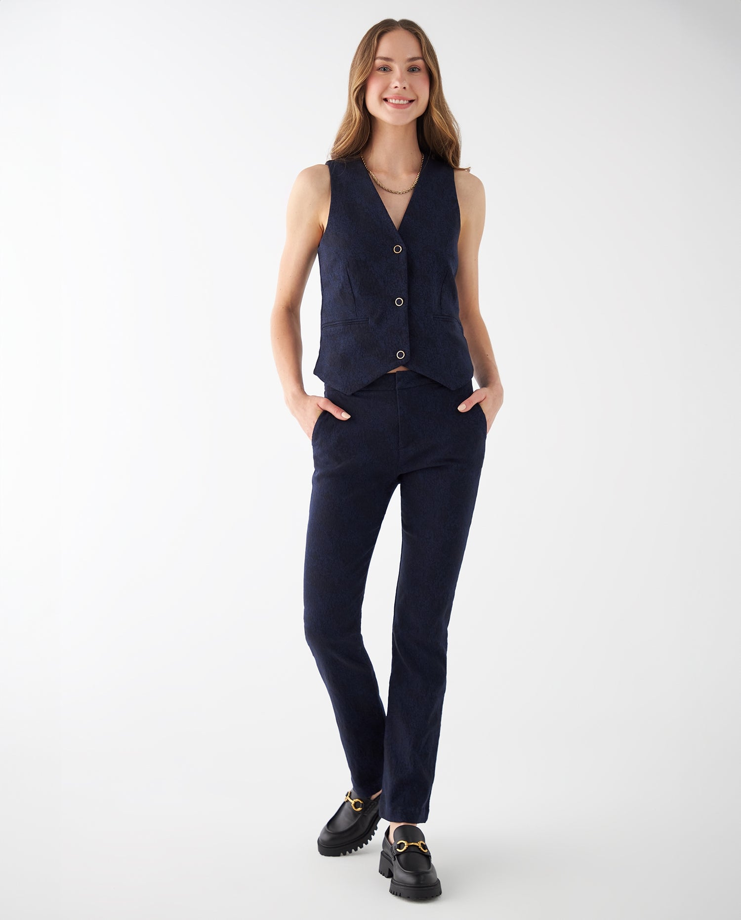 Chaleco con ajuste de broches para mujer - Azul
