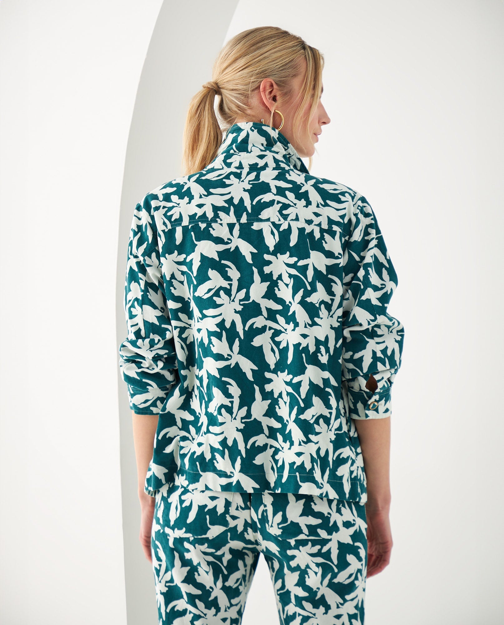 Chaqueta de flores para mujer - Verde 34_422F012_VER185322_4
