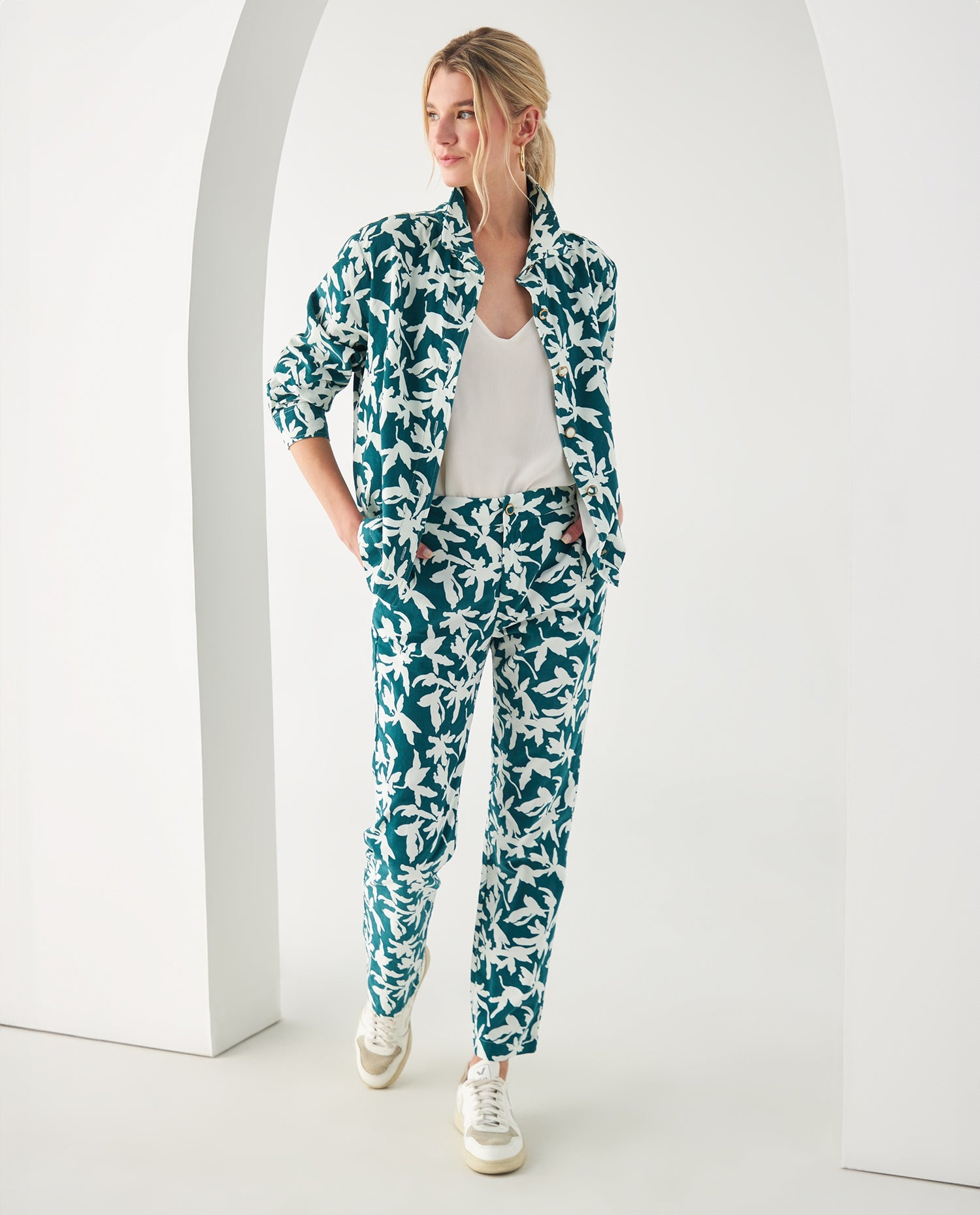 Chaqueta de flores para mujer - Verde