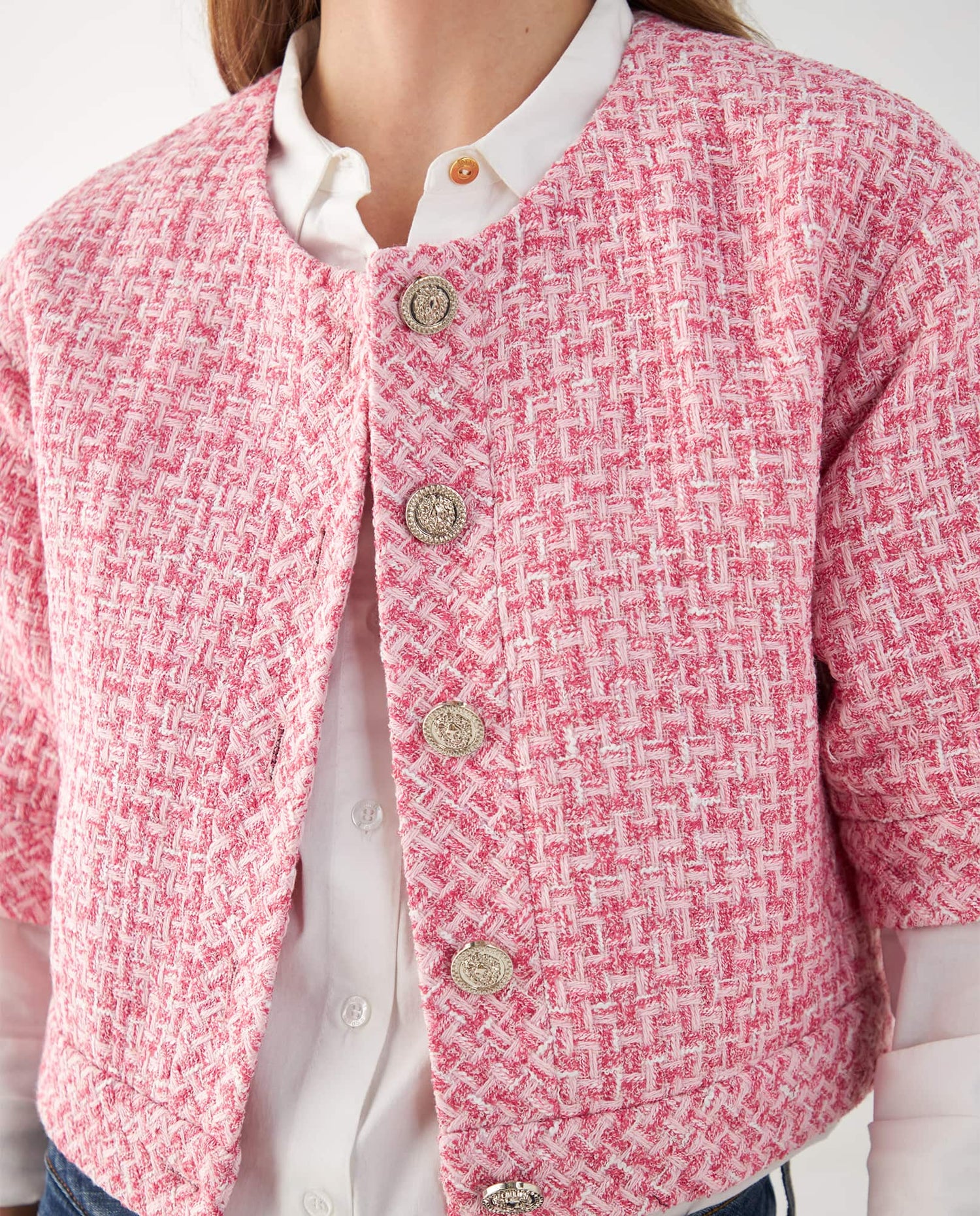 Chaqueta de diseño abierto para mujer - Rosa