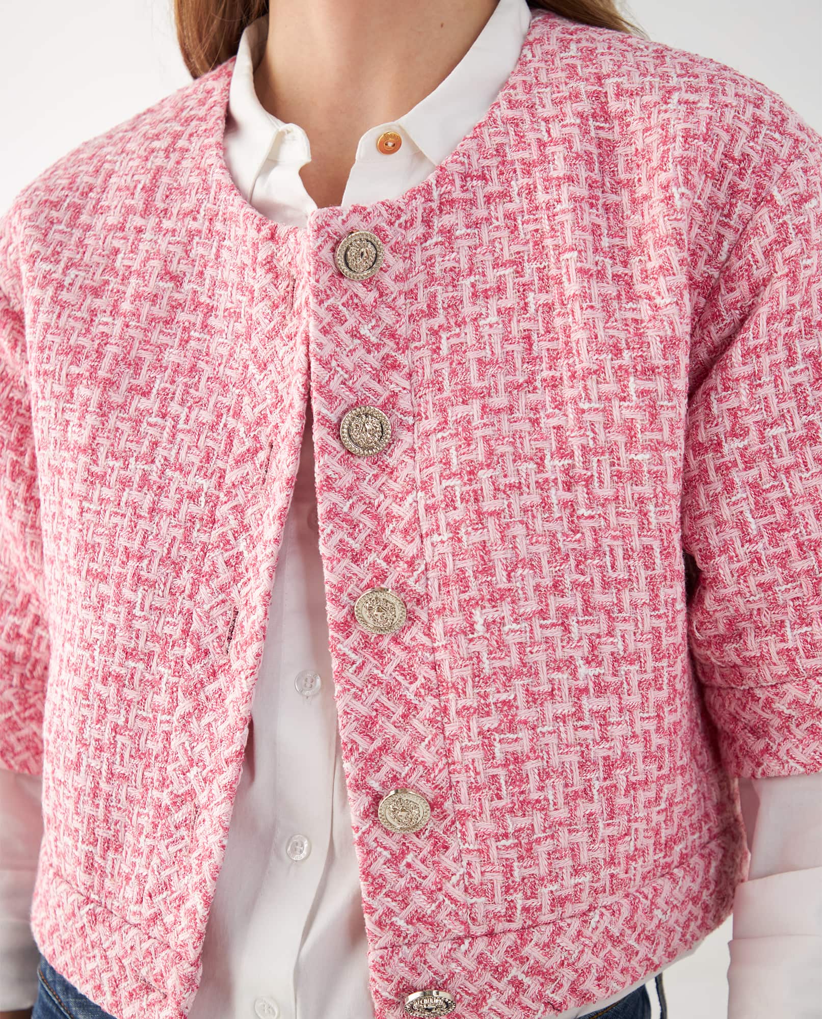 Chaqueta de diseño abierto para mujer - Rosa 34_422F211_ROS171928_3