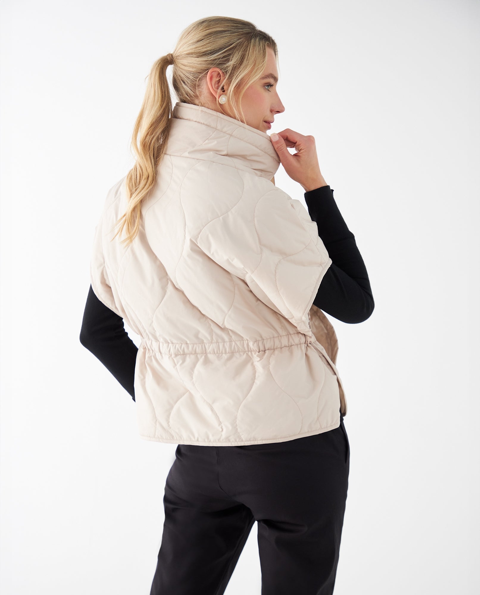 Chaqueta tipo chaleco para mujer - Beige 34_422F214_BEI130607_4
