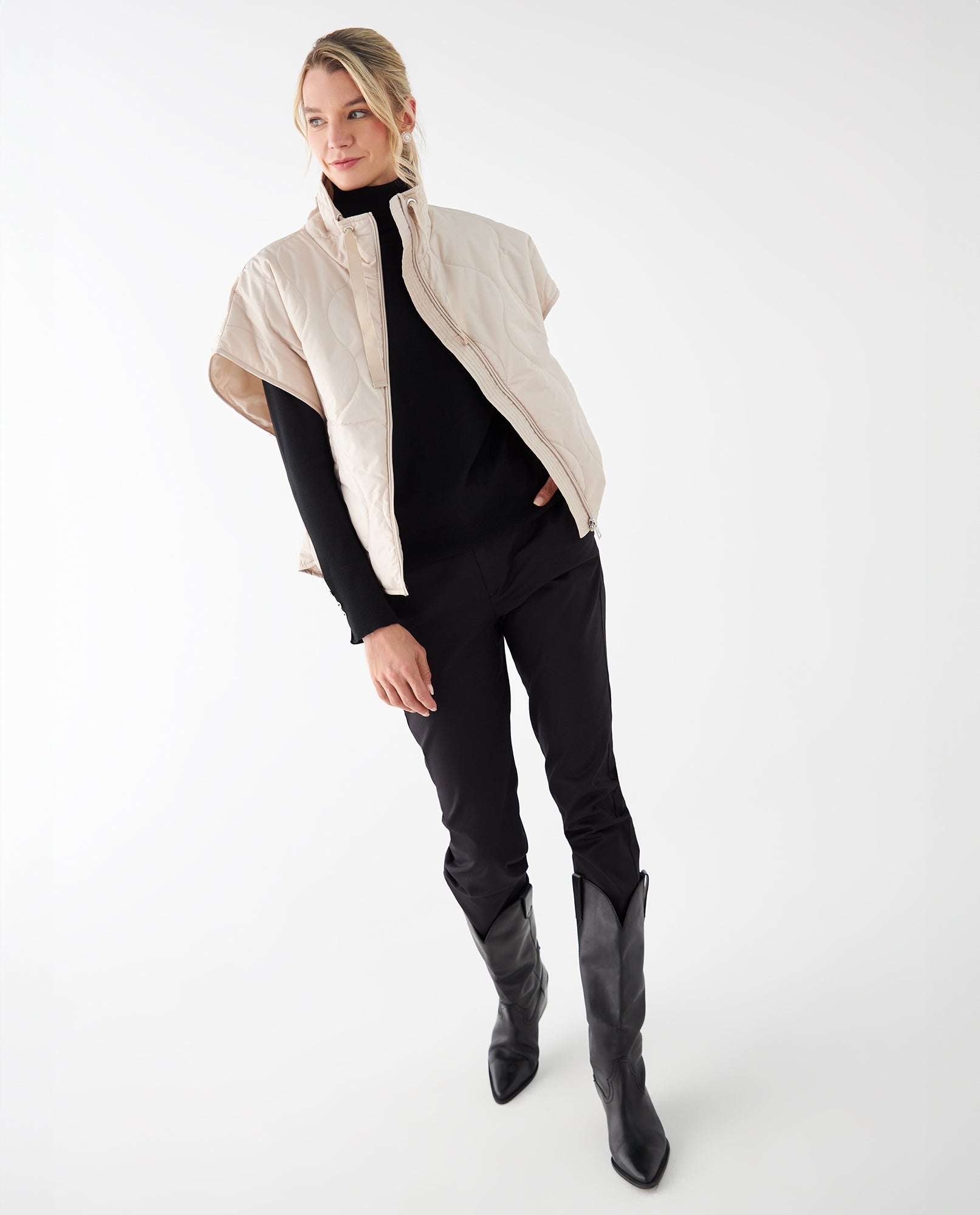 Chaqueta tipo chaleco para mujer - Beige 34_422F214_BEI130607_5