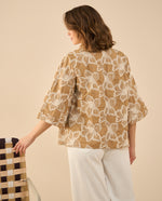 Chaqueta tipo kimono para mujer - Café