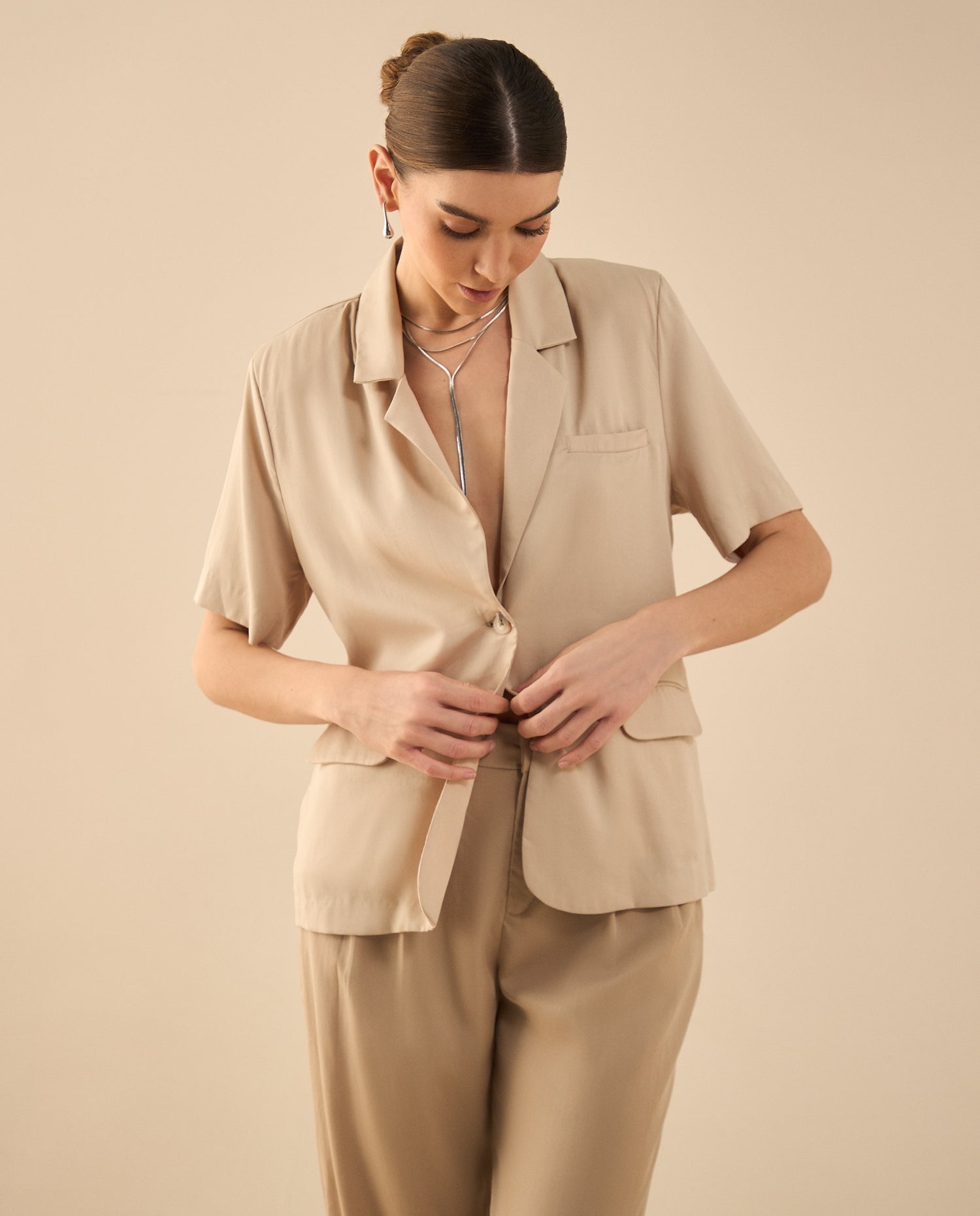 Chaqueta tipo camisa para mujer - Crudo