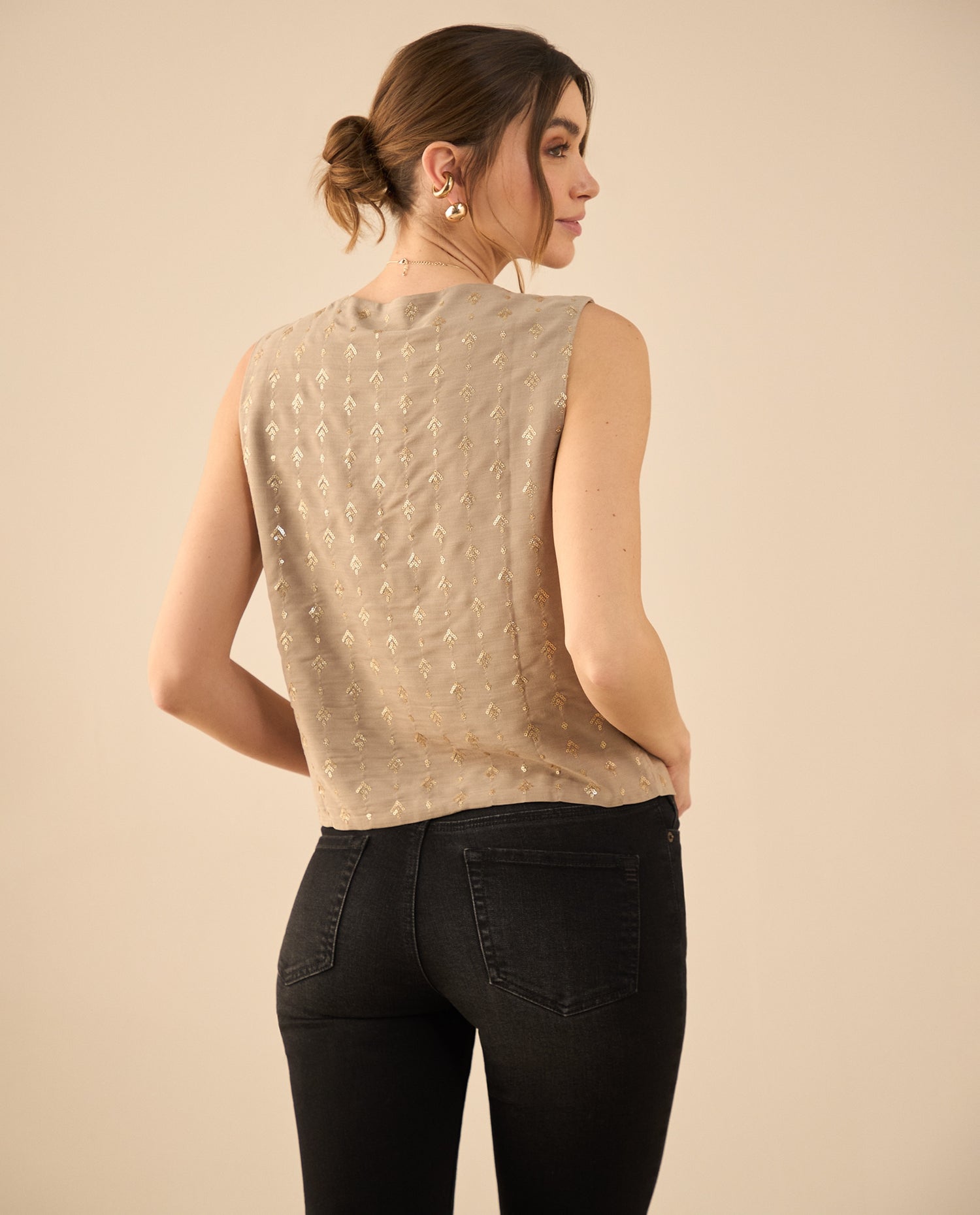 Chaleco con escote en V para mujer - Beige