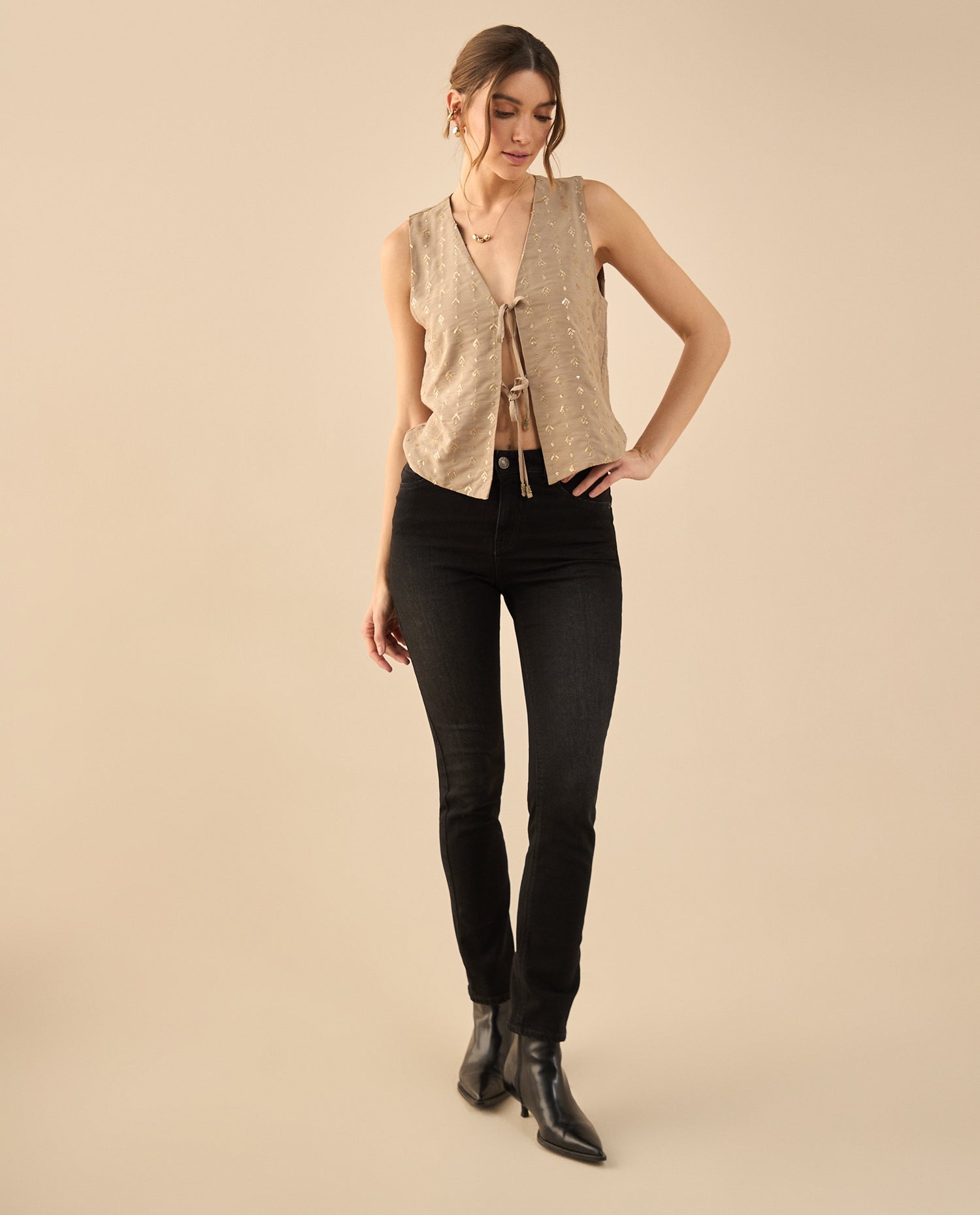 Chaleco con escote en V para mujer - Beige