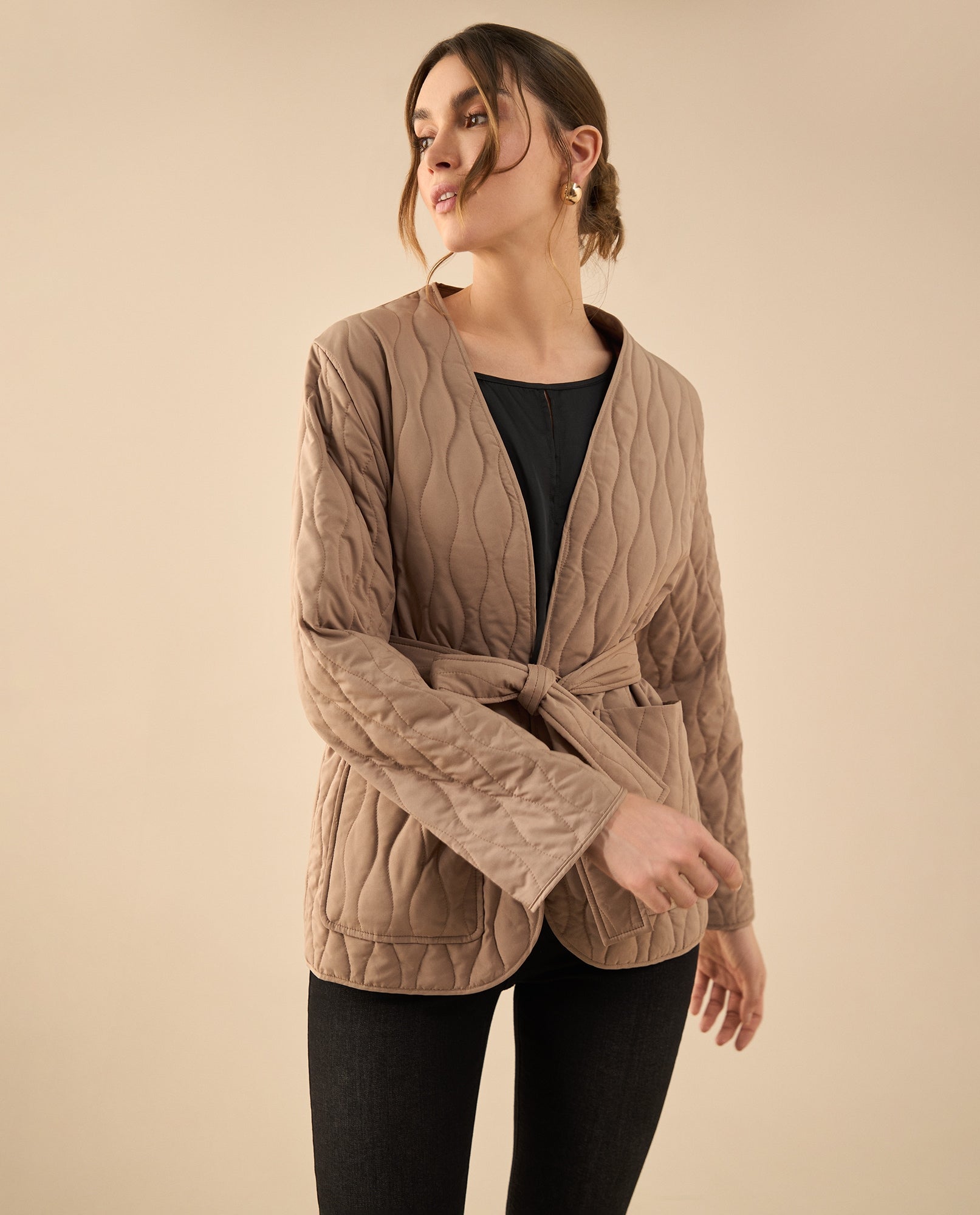 Chaqueta abullonada para mujer - Café 34_422G202_CAF171230_0