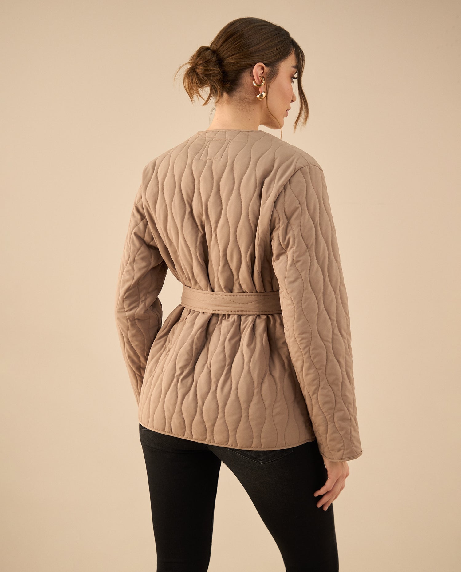 Chaqueta abullonada para mujer - Café