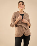 Chaqueta abullonada para mujer - Café