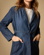 Blazer en denim con cinturón - Azul