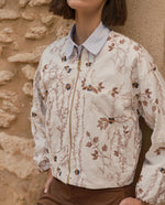 Chaqueta bomber bordada silueta relajada - Crudo