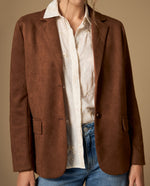 Blazer con solapas y cierre de botón silueta trench - Café