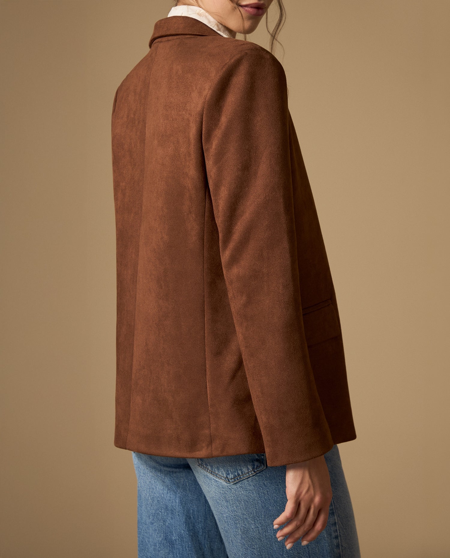 Blazer con solapas y cierre de botón silueta trench - Café