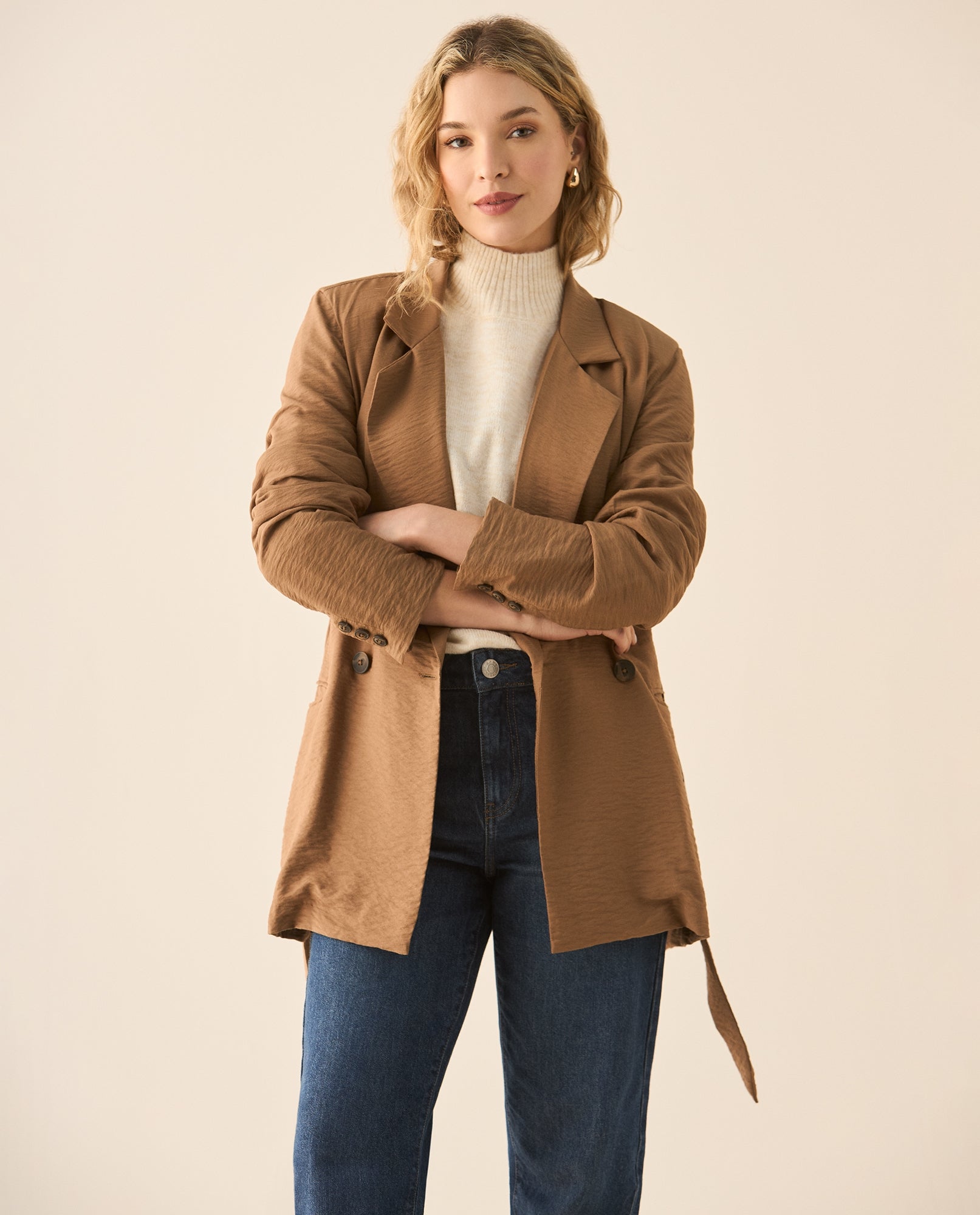 Chaqueta tipo blazer para mujer - Café 34_423G000_CAF181015_3