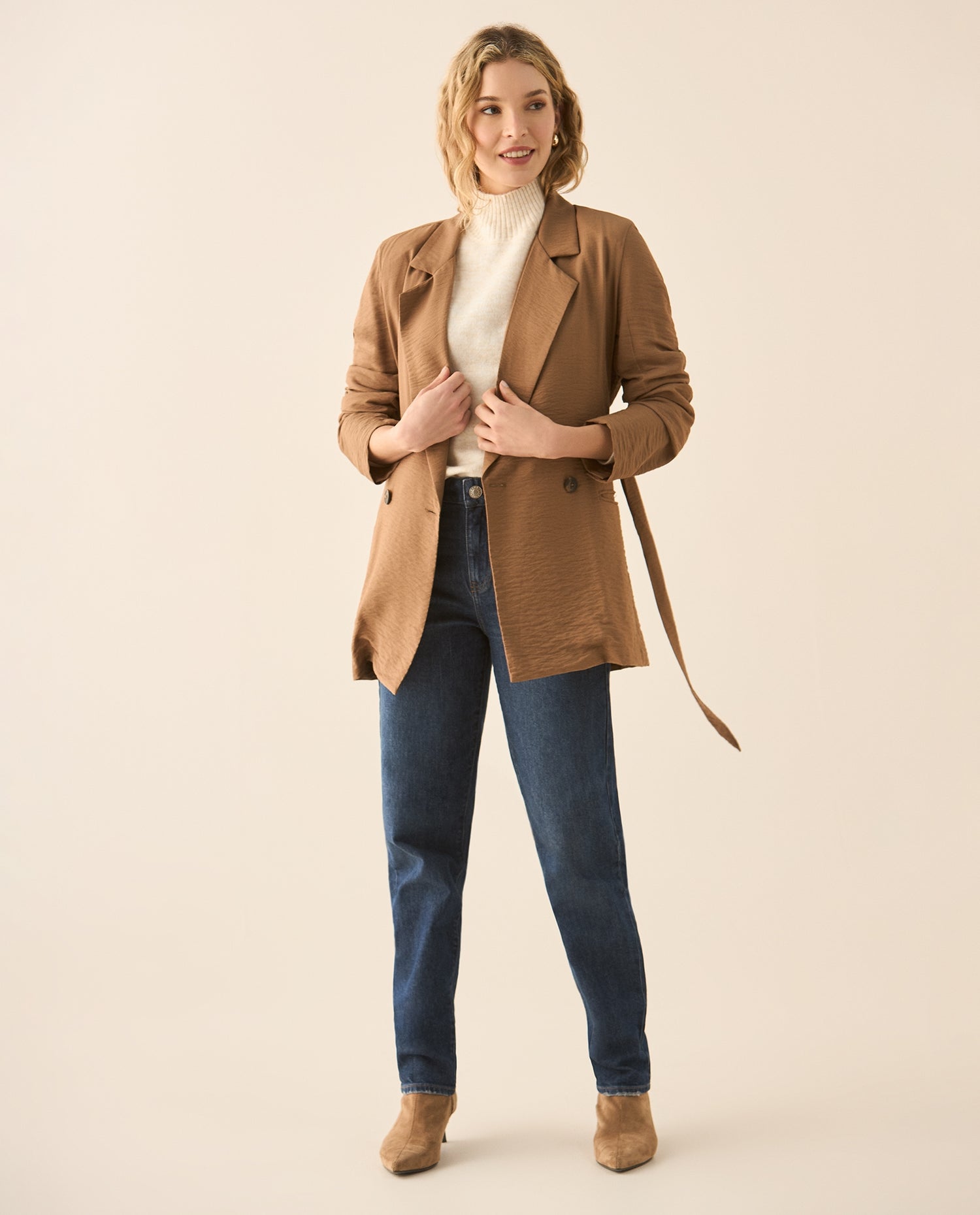 Chaqueta tipo blazer para mujer - Café