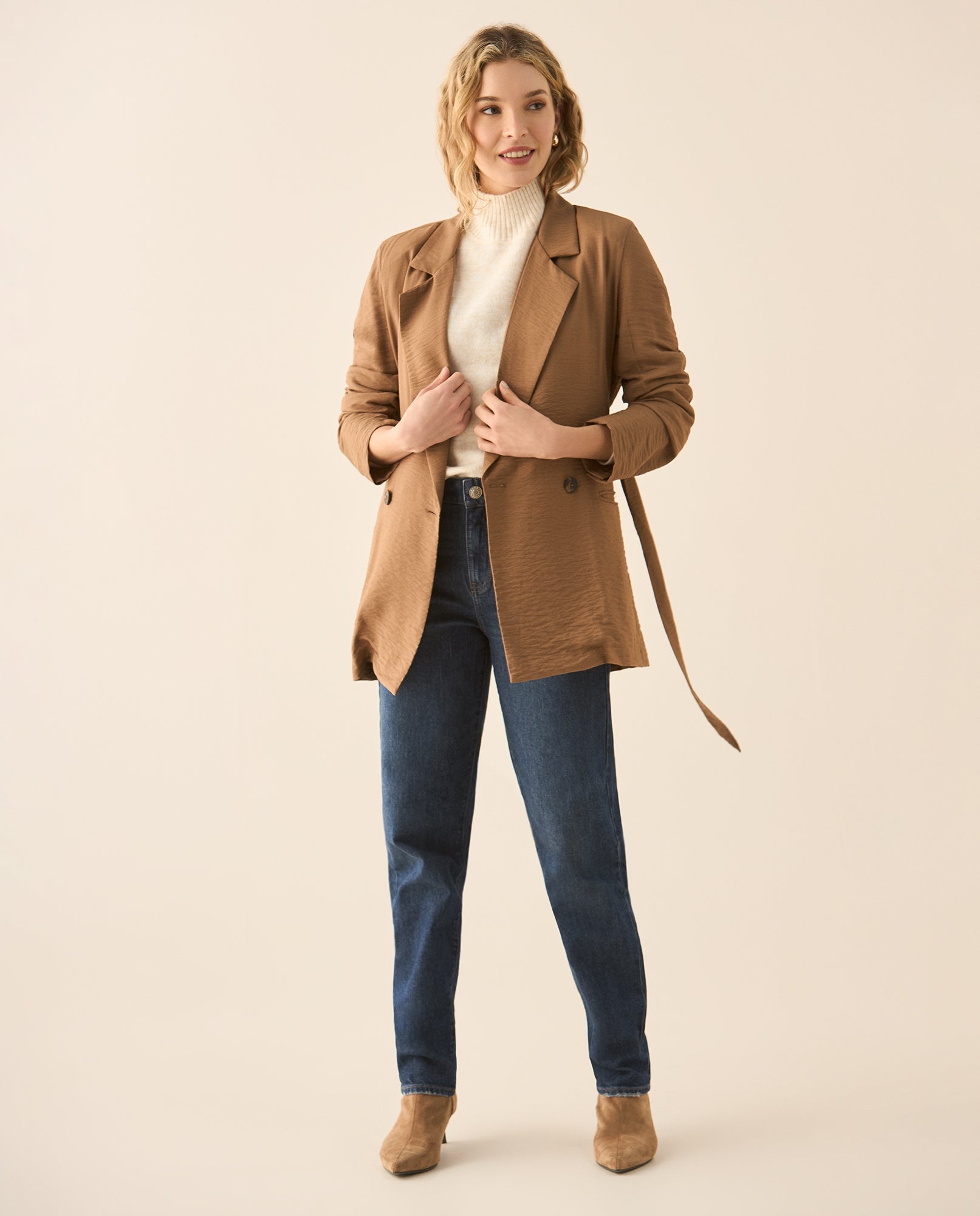 Chaqueta tipo blazer para mujer - Café 34_423G000_CAF181015_5