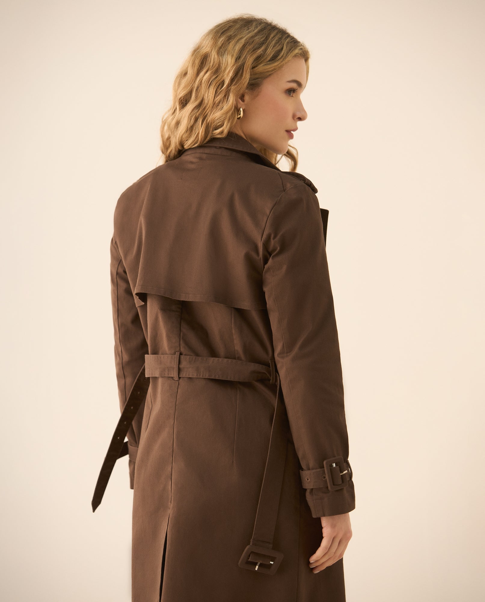 Abirgo largo con cinturón ajustable para mujer - Café 34_423G001_CAF171028_5