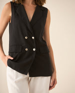 Chaleco con ajuste de botones para mujer - Negro