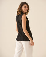 Chaleco con ajuste de botones para mujer - Negro