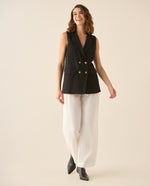 Chaleco con ajuste de botones para mujer - Negro