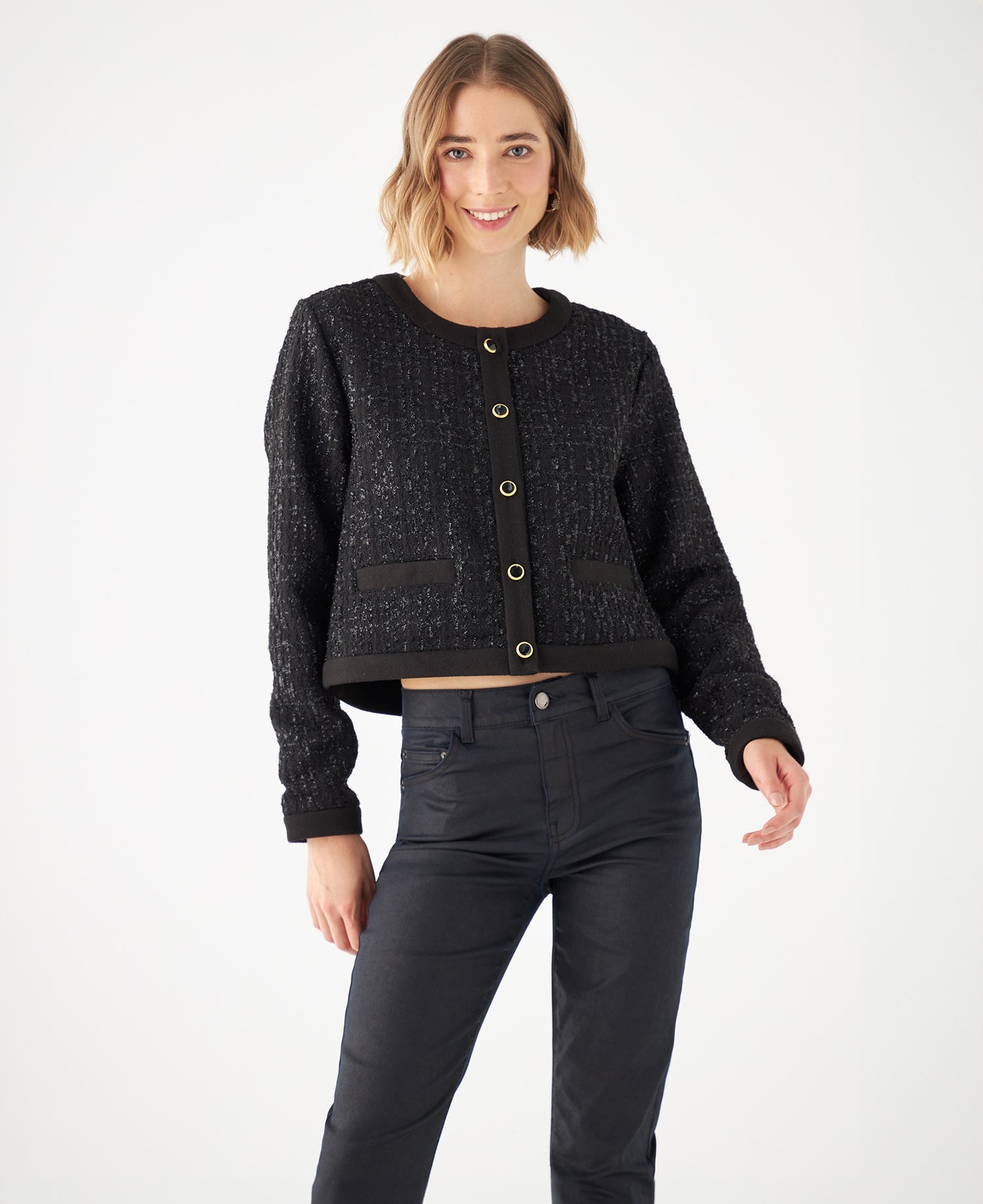 Abrigo con efecto brillo para mujer - Negro