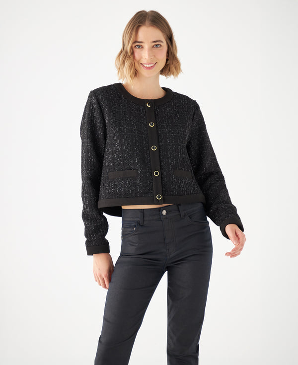 Abrigo con efecto brillo para mujer - Negro 34_429E228_NEG193909_0