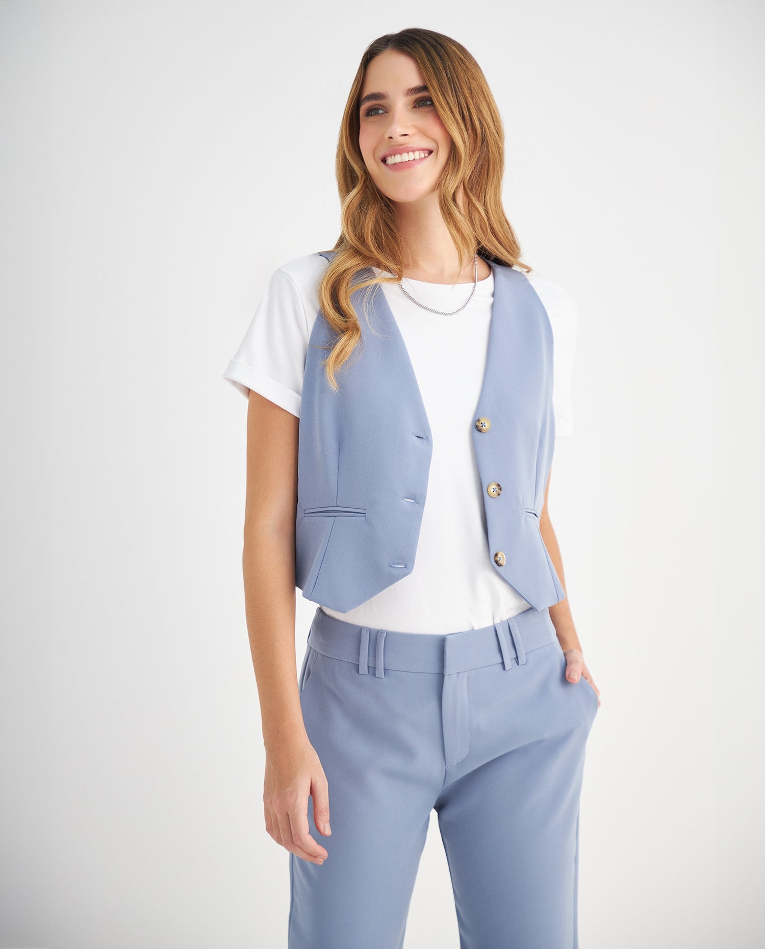 Chaleco tipo sastre para mujer - Azul