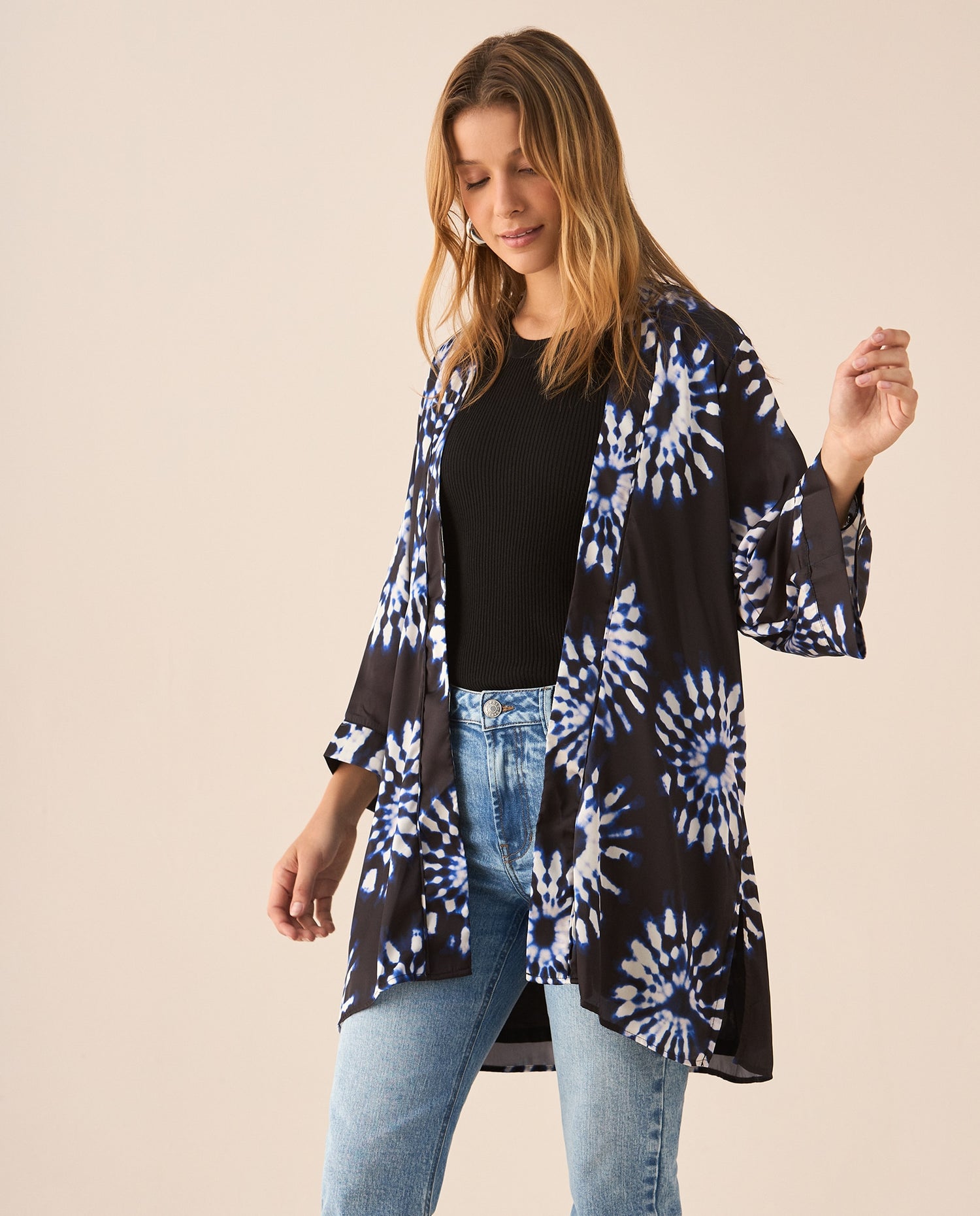 Cárdigan de tela fluida para mujer - Azul