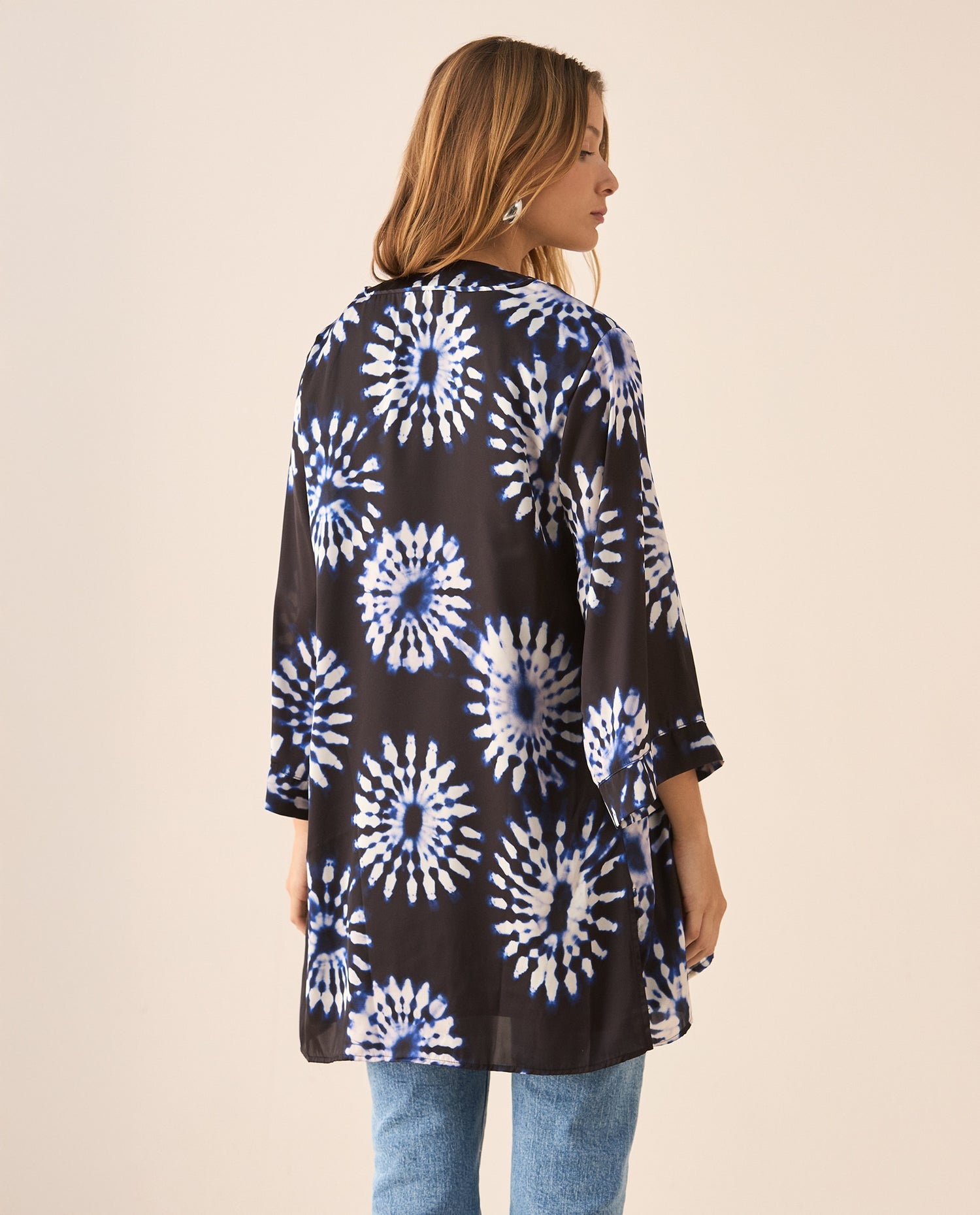 Cárdigan de tela fluida para mujer - Azul