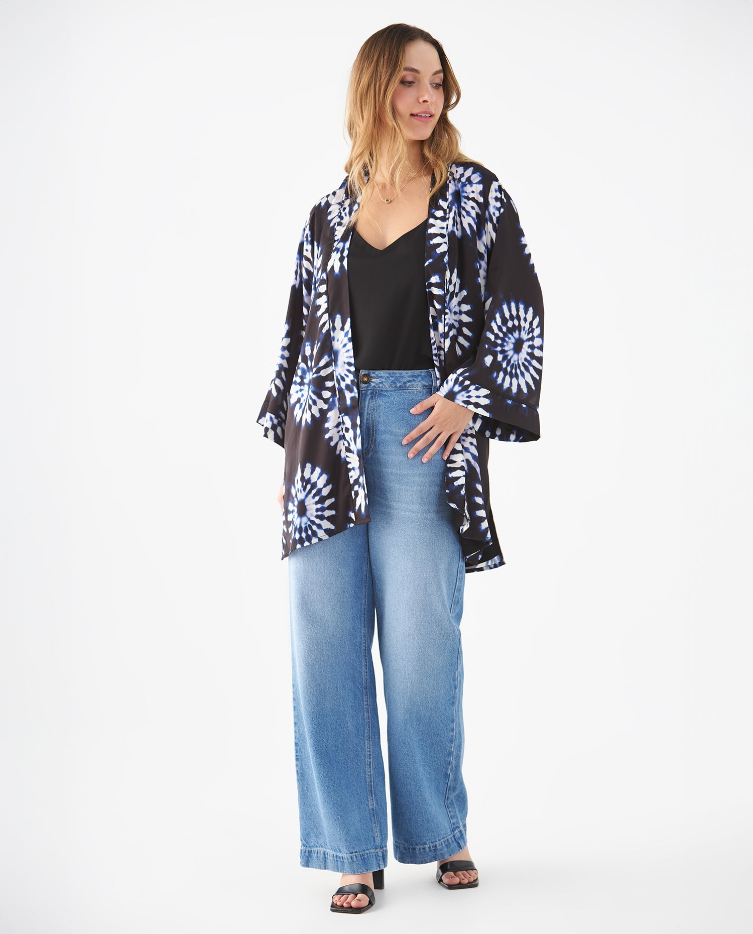 Cárdigan de tela fluida para mujer - Azul