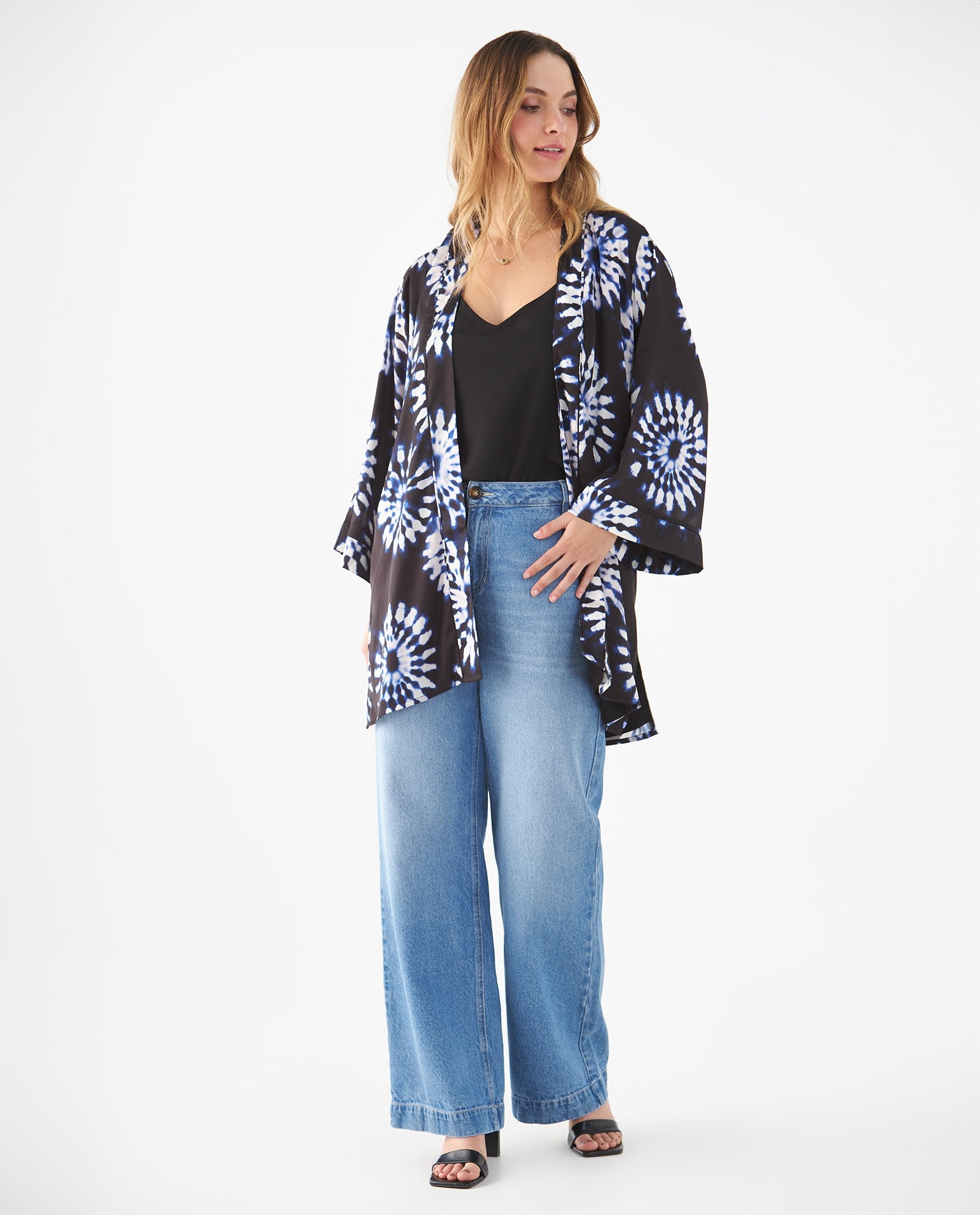 Cárdigan de tela fluida para mujer - Azul 34_429F020_AZU193923_6