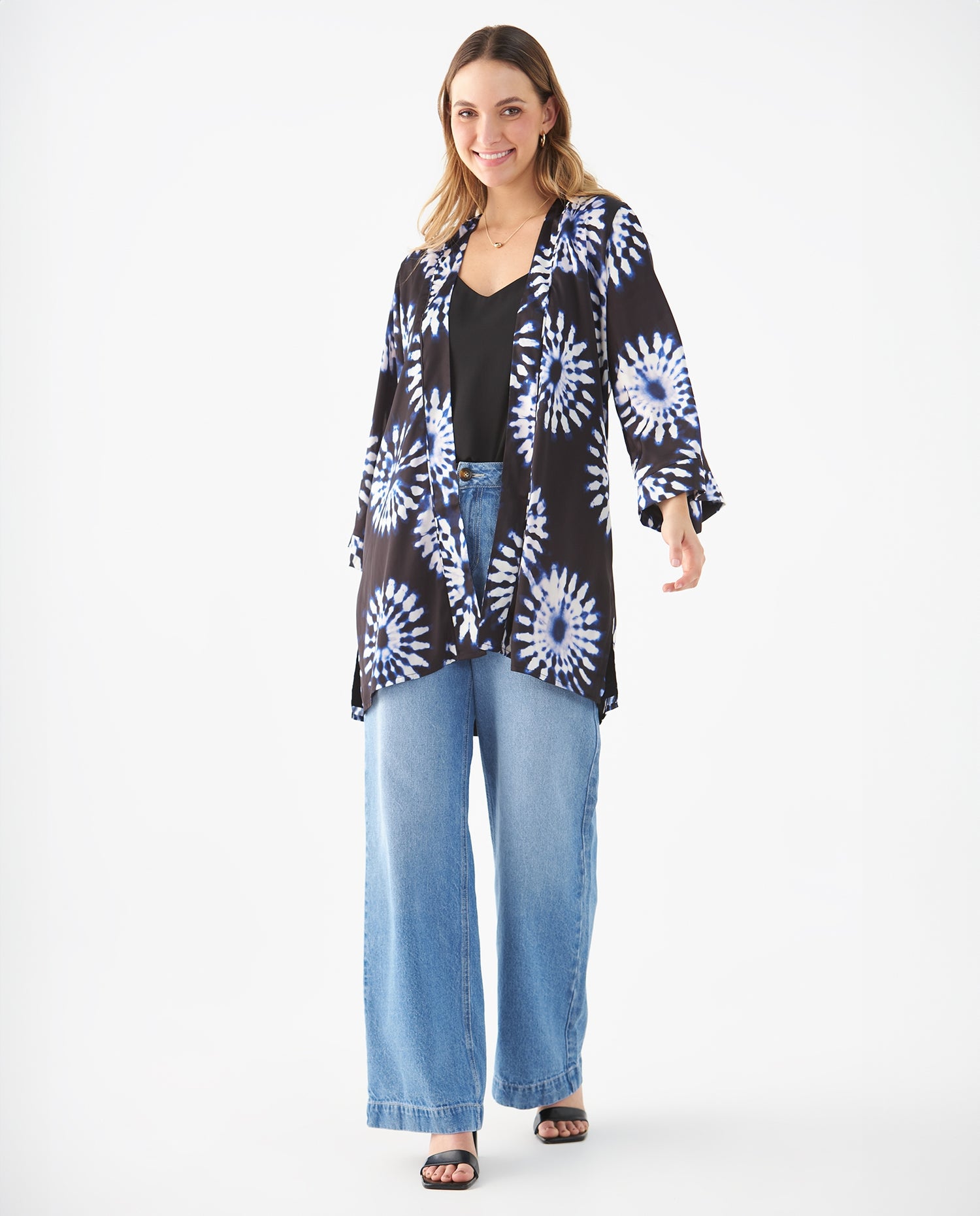 Cárdigan de tela fluida para mujer - Azul