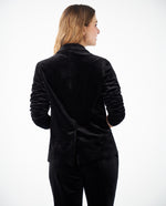 Blazer en tela tipo velvet para mujer - Negro