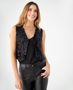 Chaleco en tela tipo gamusa para mujer - Negro
