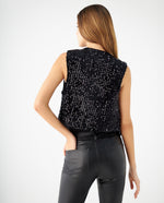 Chaleco en tela tipo gamusa para mujer - Negro