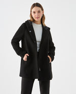 Chaqueta tipo abrigo con capucha para mujer - Negro