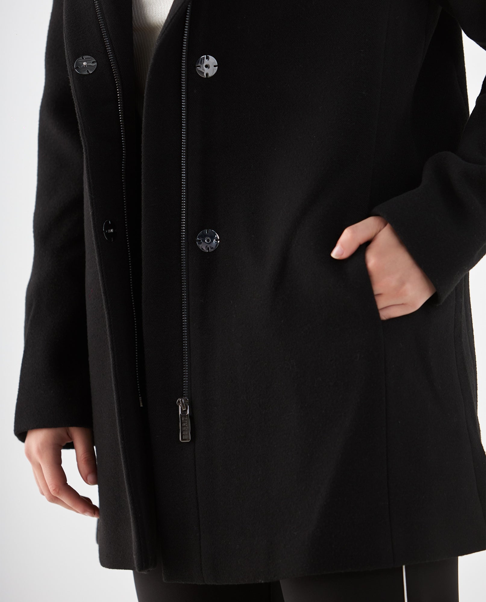 Chaqueta tipo abrigo con capucha para mujer - Negro 34_429F214_NEG193909_3