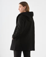 Chaqueta tipo abrigo con capucha para mujer - Negro