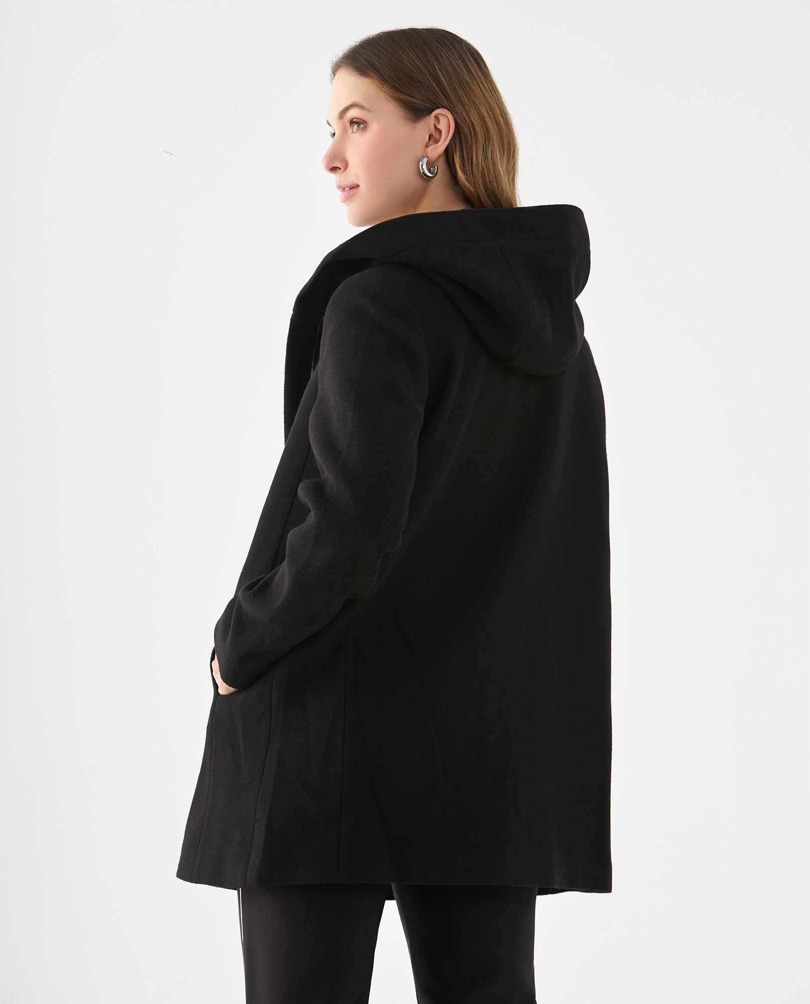 Chaqueta tipo abrigo con capucha para mujer - Negro 34_429F214_NEG193909_4
