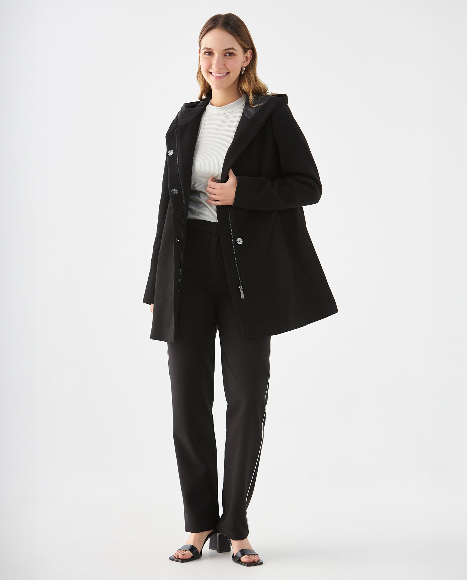Chaqueta tipo abrigo con capucha para mujer - Negro 34_429F214_NEG193909_5